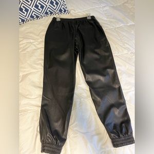 Faux leather joggers in black brand new with tags
